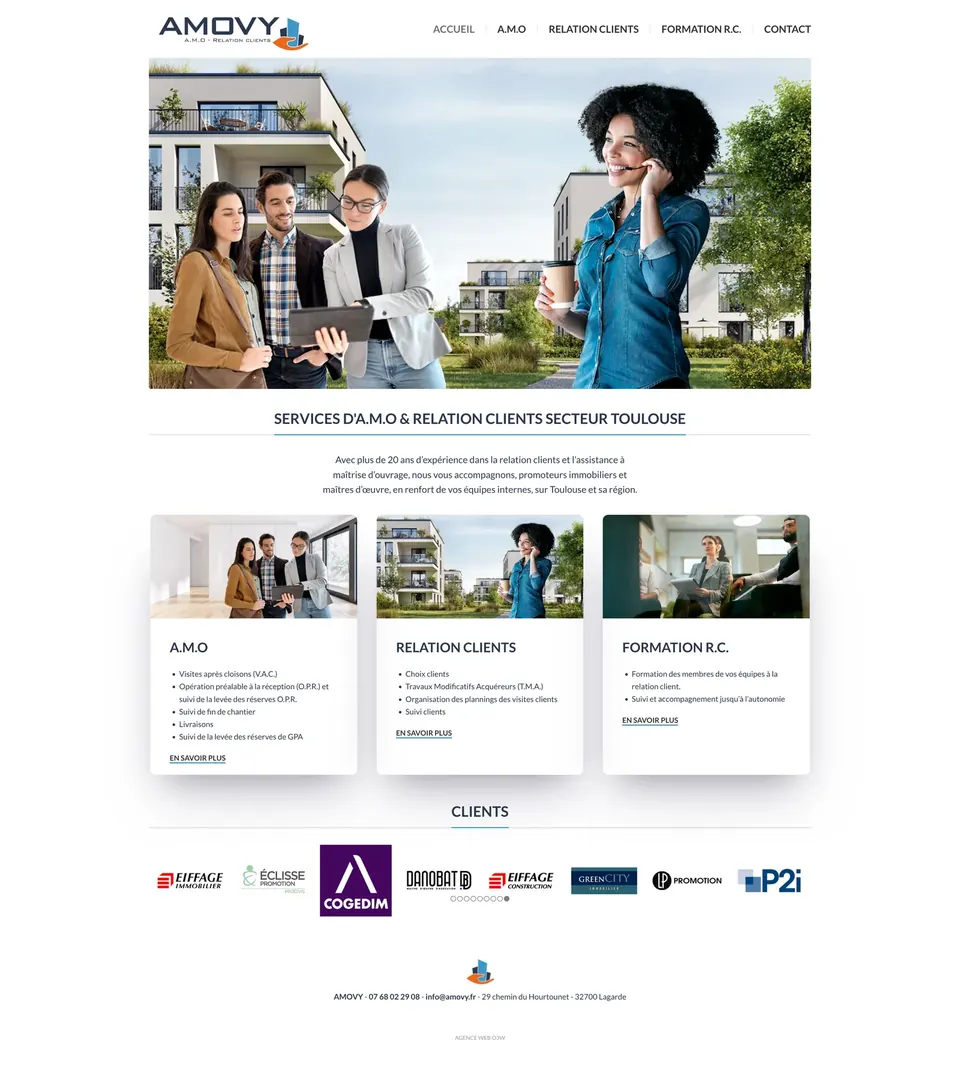 Page d’accueil du site Amovy
