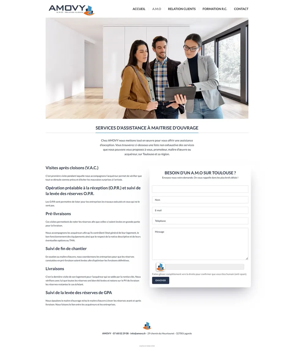Page Assistance à maîtrise d’ouvrage du site Amovy