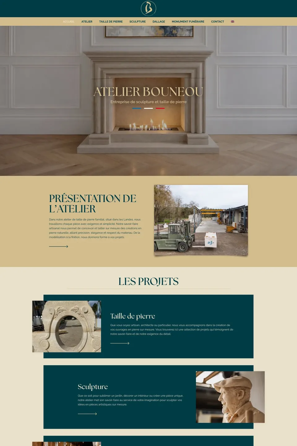 Page d’accueil du site Atelier Bouneou