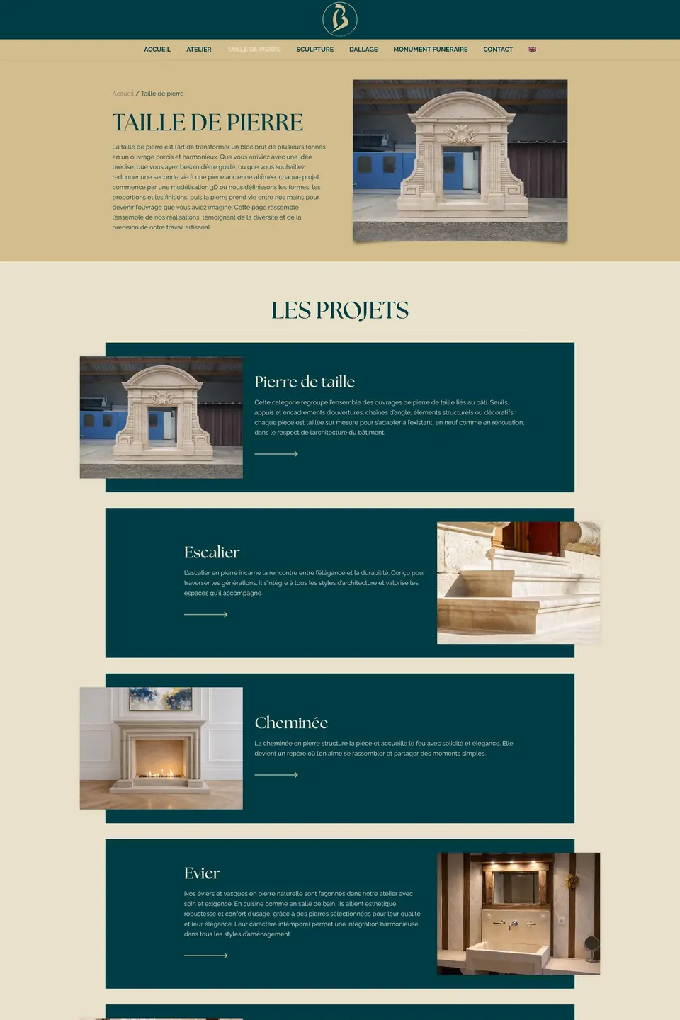 Page Taille de pierre du site Atelier Bouneou