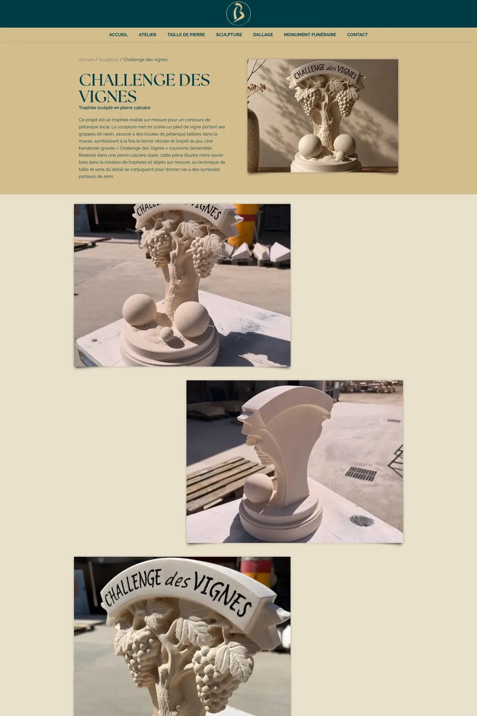 Projet de trophée sculpté sur le site Atelier Bouneou