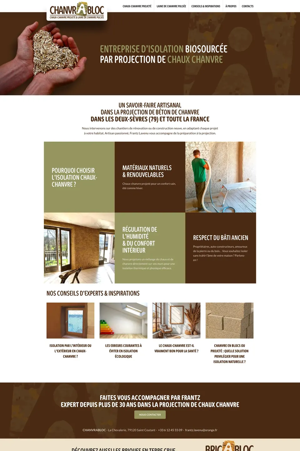 Page d’accueil du site Chanvrabloc