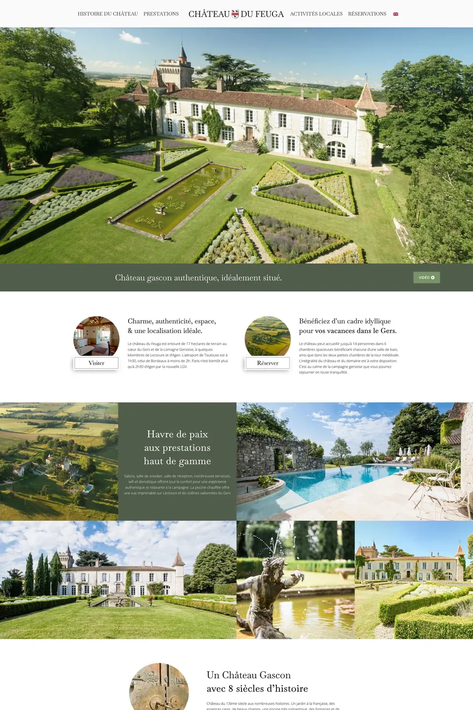 Page d’accueil du site Château du Feuga