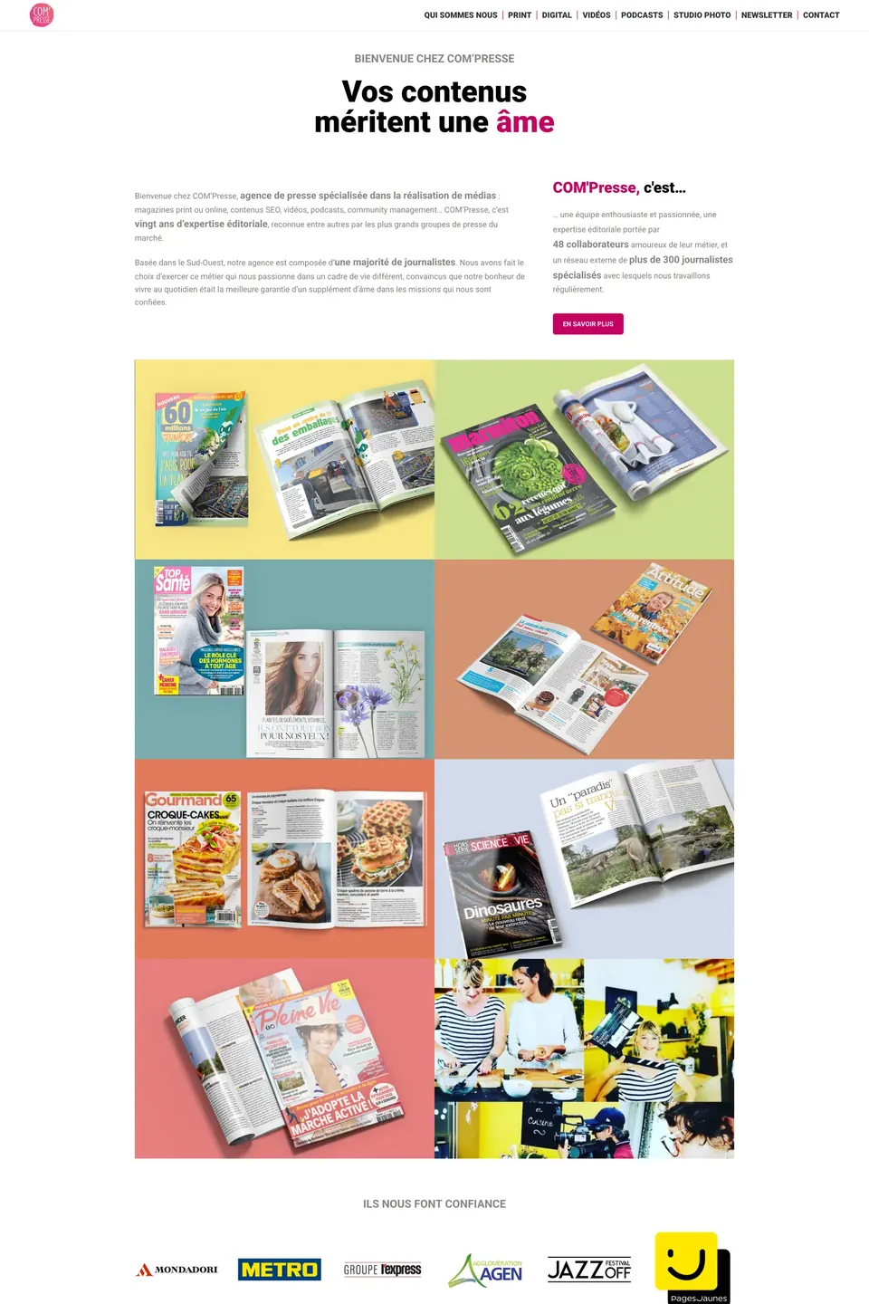 Page d’accueil du site Com’Presse