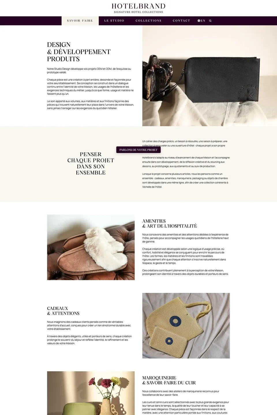 Page Savoir-faire du site Hotelbrand