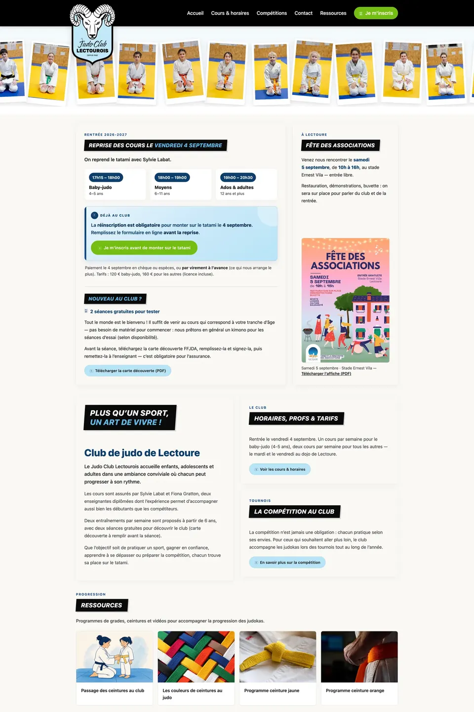 Page d’accueil du Judo Club Lectourois