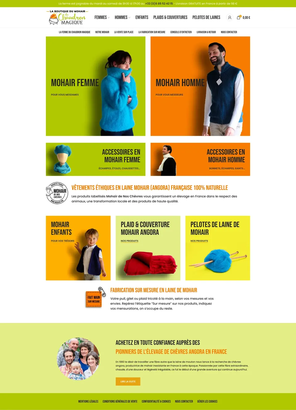 Page d’accueil de La Boutique du Mohair