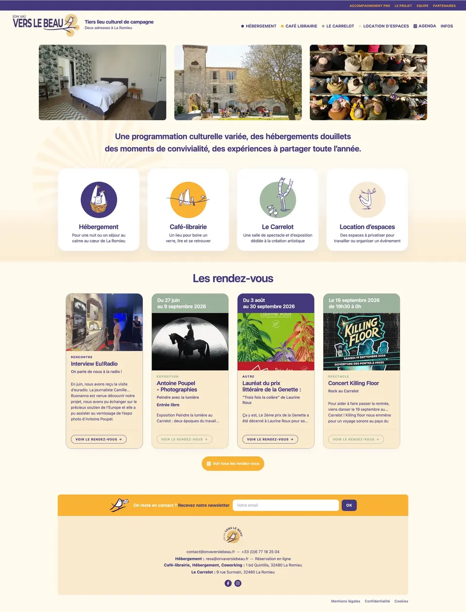 Page d’accueil du site On Va Vers Le Beau