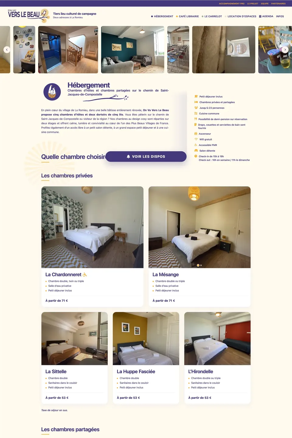 Page Hébergement du site On Va Vers Le Beau