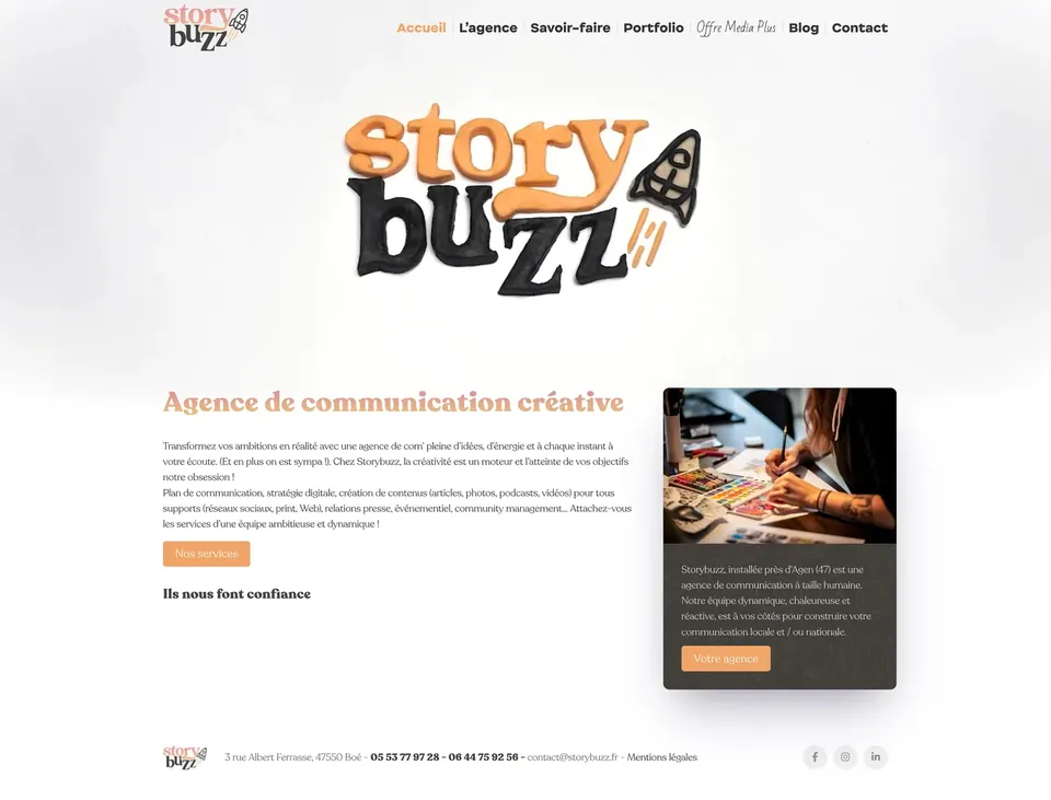 Page d’accueil du site StoryBuzz