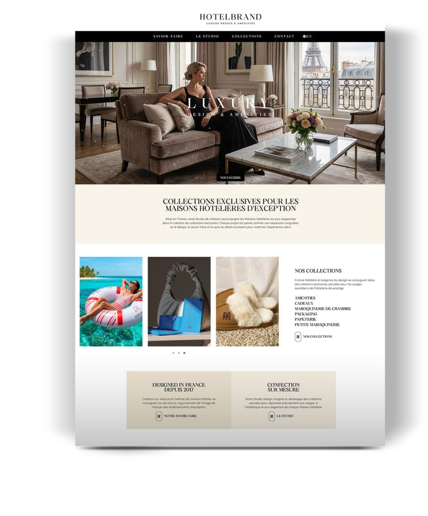 Refonte du site internet Hotelbrand – Design et collections pour l’hôtellerie de luxe