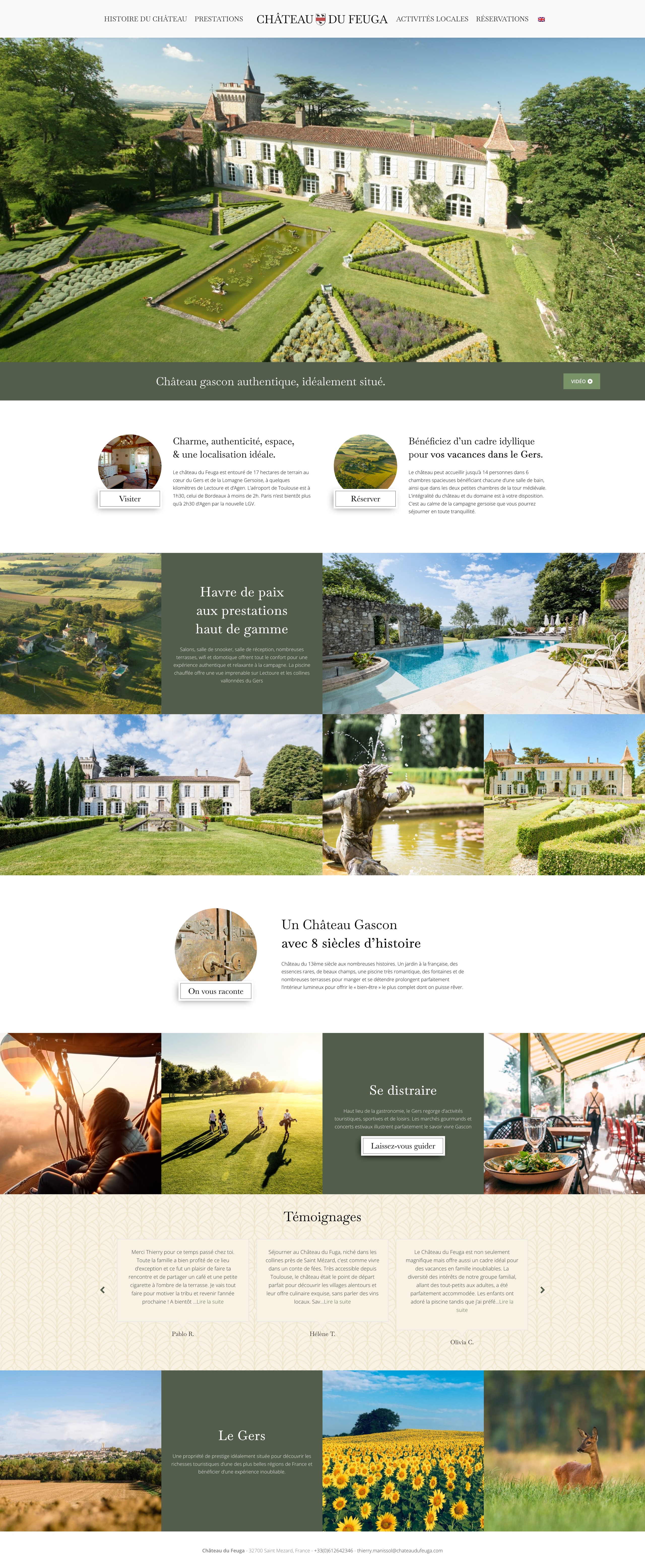 Château du Feuga — Propriété de prestige — présence en ligne à la hauteur du lieu